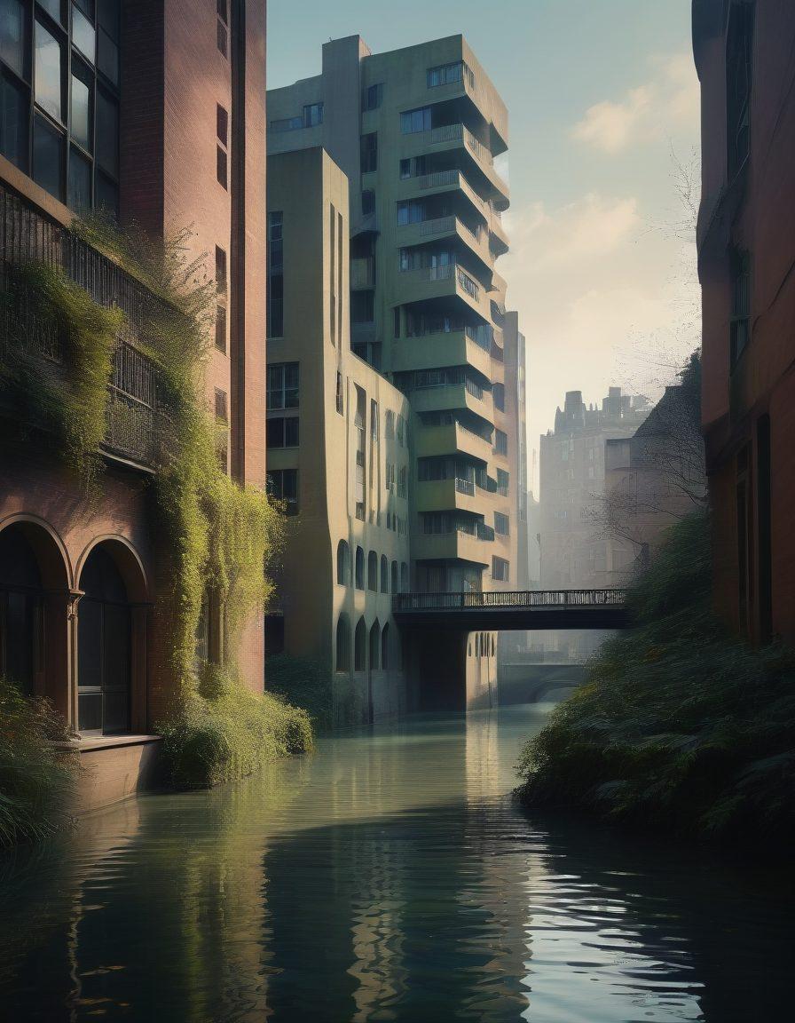 A poignant scene depicting an artist painting on a canvas, surrounded by shadows and soft, melancholic hues, symbolizing sorrow. In the background, hints of Barbican's architecture blend with swirling patterns of emotion, representing artistic narratives. The atmosphere is imbued with a touch of mystique and introspection. surrealistic. muted colors. soft focus.